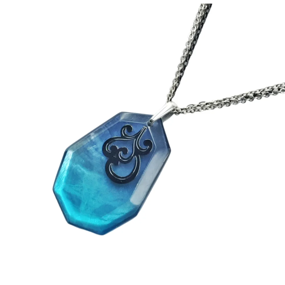 Elegant Brighton Double-Sided Blue Pendant with Silver/Black Chain Necklace